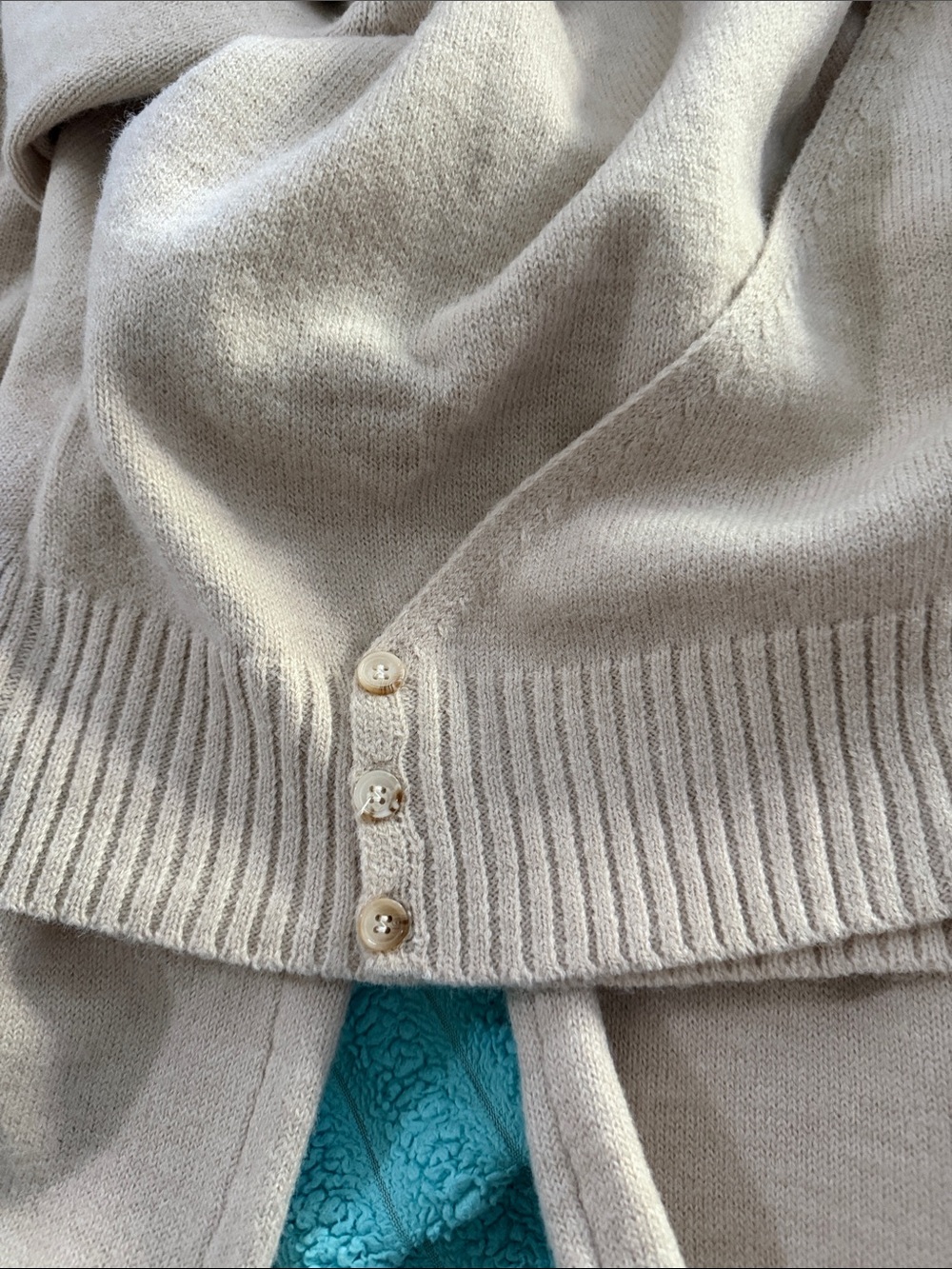 Cupshe Cream Knit Wrap-Front Wide-Leg Lounge sweater and pant set - Picture 4 of 5